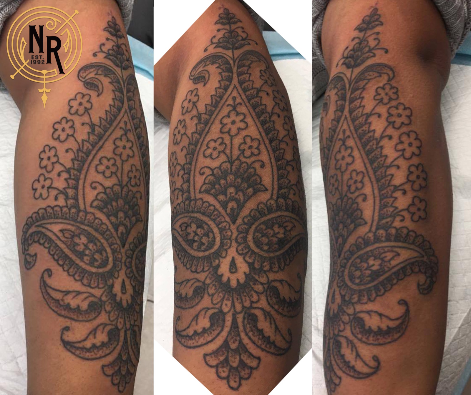 Black and grey paisley pattern sleeve